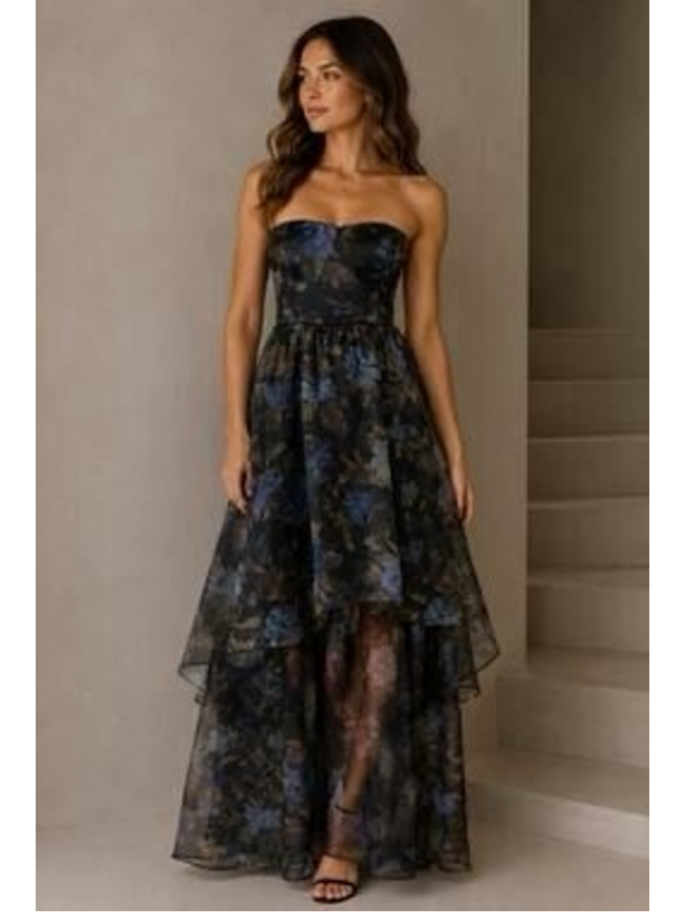 Lulus Marie Strapless Tiered Maxi Cocktail Dress NWT